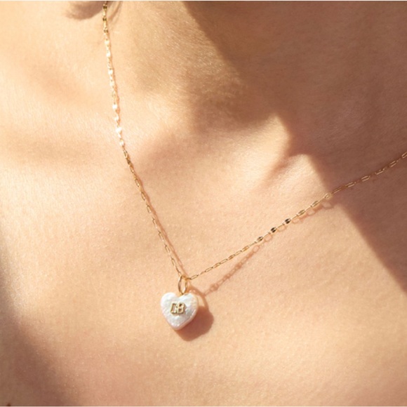 Catbirdnyc Custom Conversation Heart Pearl Charm, 14k gold - Picture 2 of 6